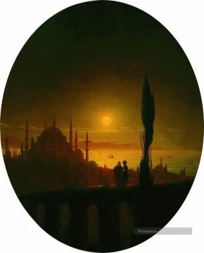 romantique romantisme Tableau Peinture - nuit au clair de lune à côté de la mer 1847 Romantique Ivan Aivazovsky russe